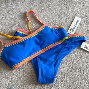 No Boundaries Blue and Yellow Bikini Set Sporty Swimwear